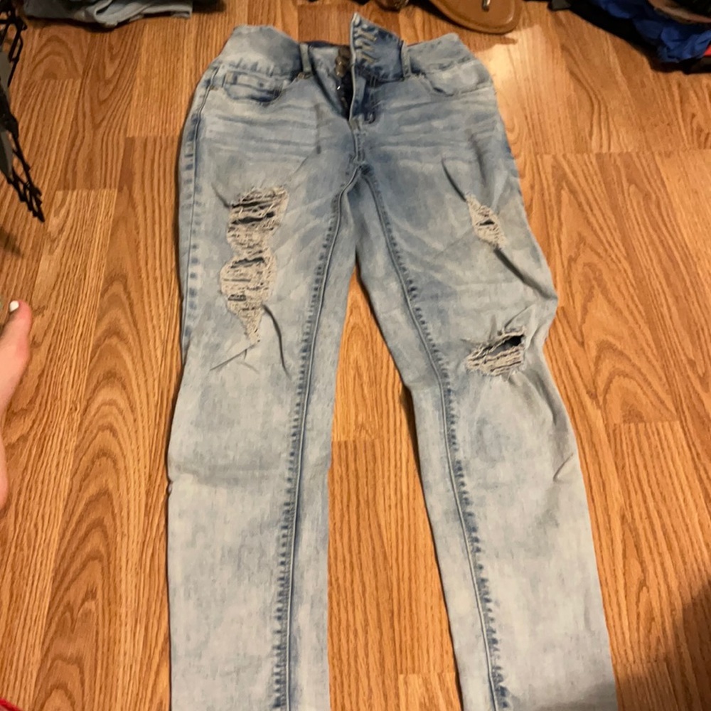 Boom Boom Jeans Distressed Button Up Jeans